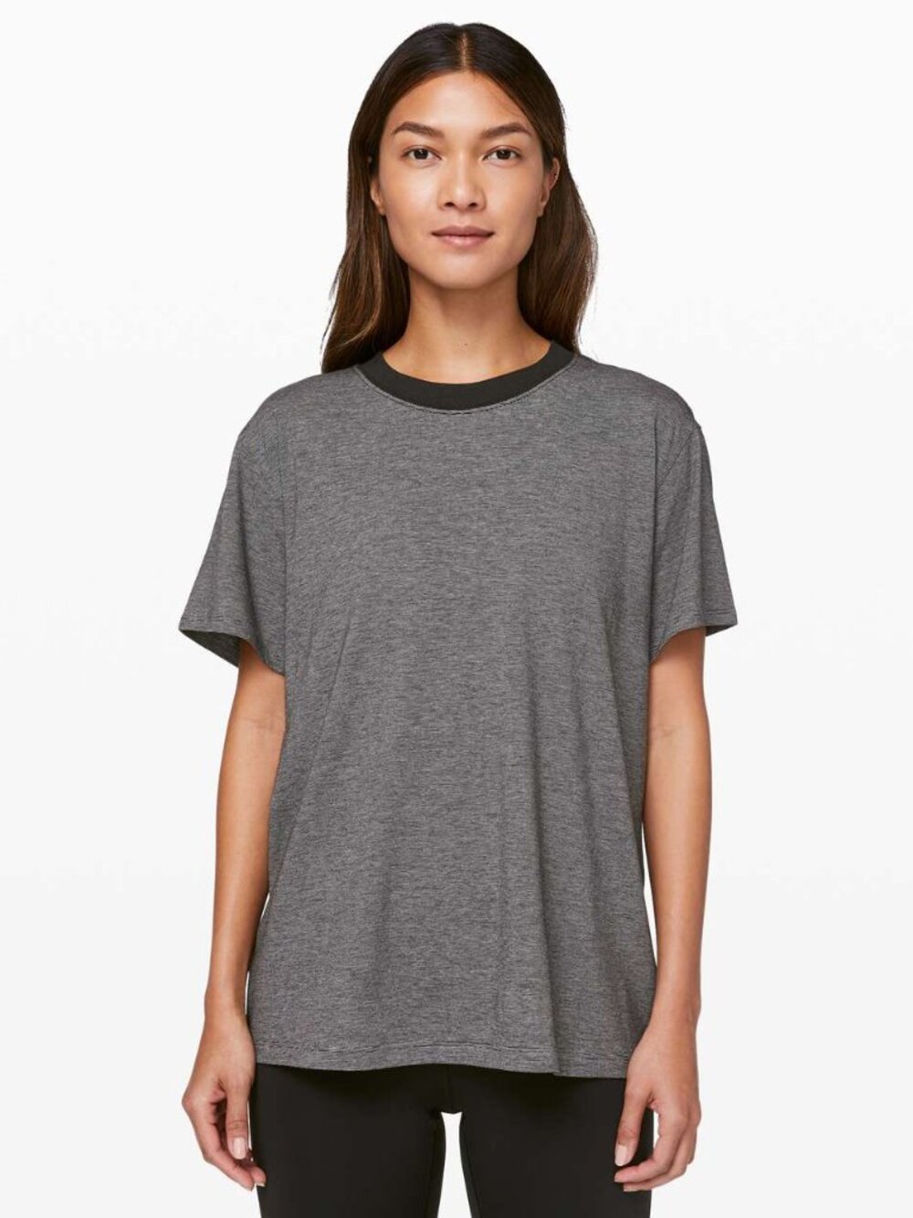 Lululemon Women's All Yours Boyfriend Tee - Black/White Stripe